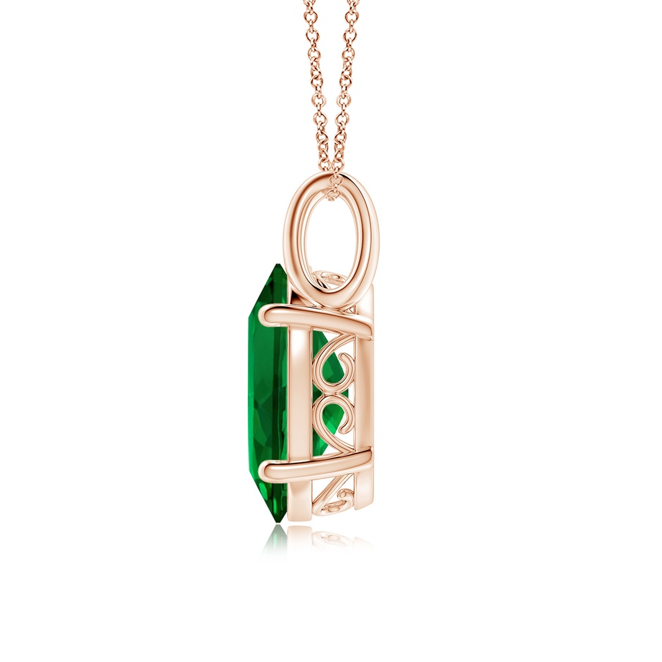 14x10mm Labgrown Oval Lab-Grown Emerald Solitaire Pendant in Rose Gold side 199