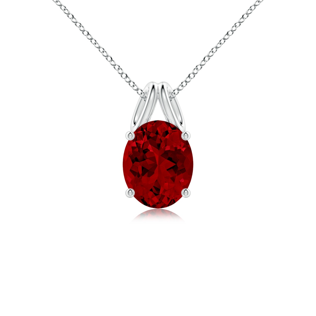 10x8mm Labgrown Lab-Grown Oval Ruby Solitaire Pendant in P950 Platinum