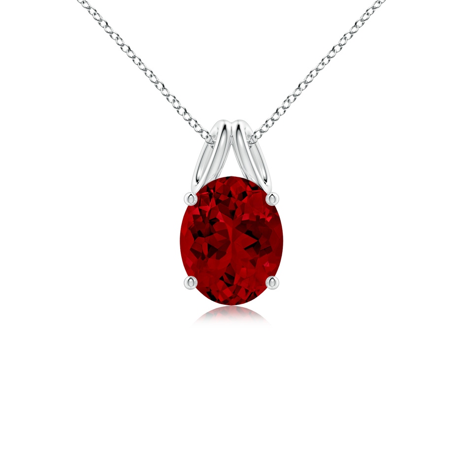 10x8mm Labgrown Lab-Grown Oval Ruby Solitaire Pendant in White Gold 