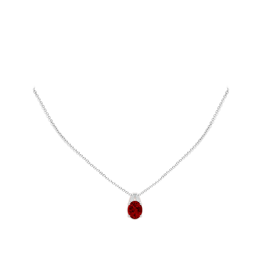 10x8mm Labgrown Lab-Grown Oval Ruby Solitaire Pendant in White Gold pen