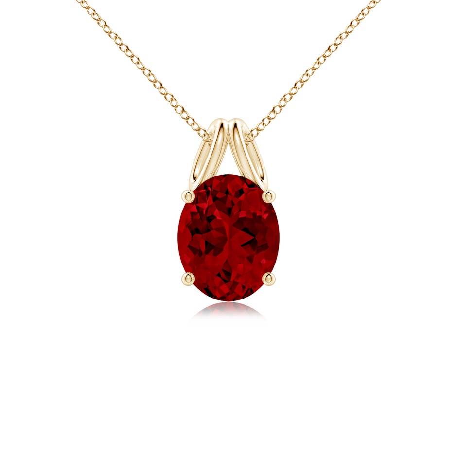 10x8mm Labgrown Lab-Grown Oval Ruby Solitaire Pendant in Yellow Gold 