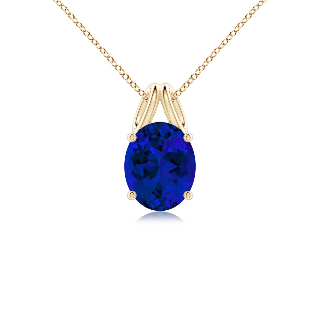 10x8mm Labgrown Lab-Grown Oval Blue Sapphire Solitaire Pendant in Yellow Gold 