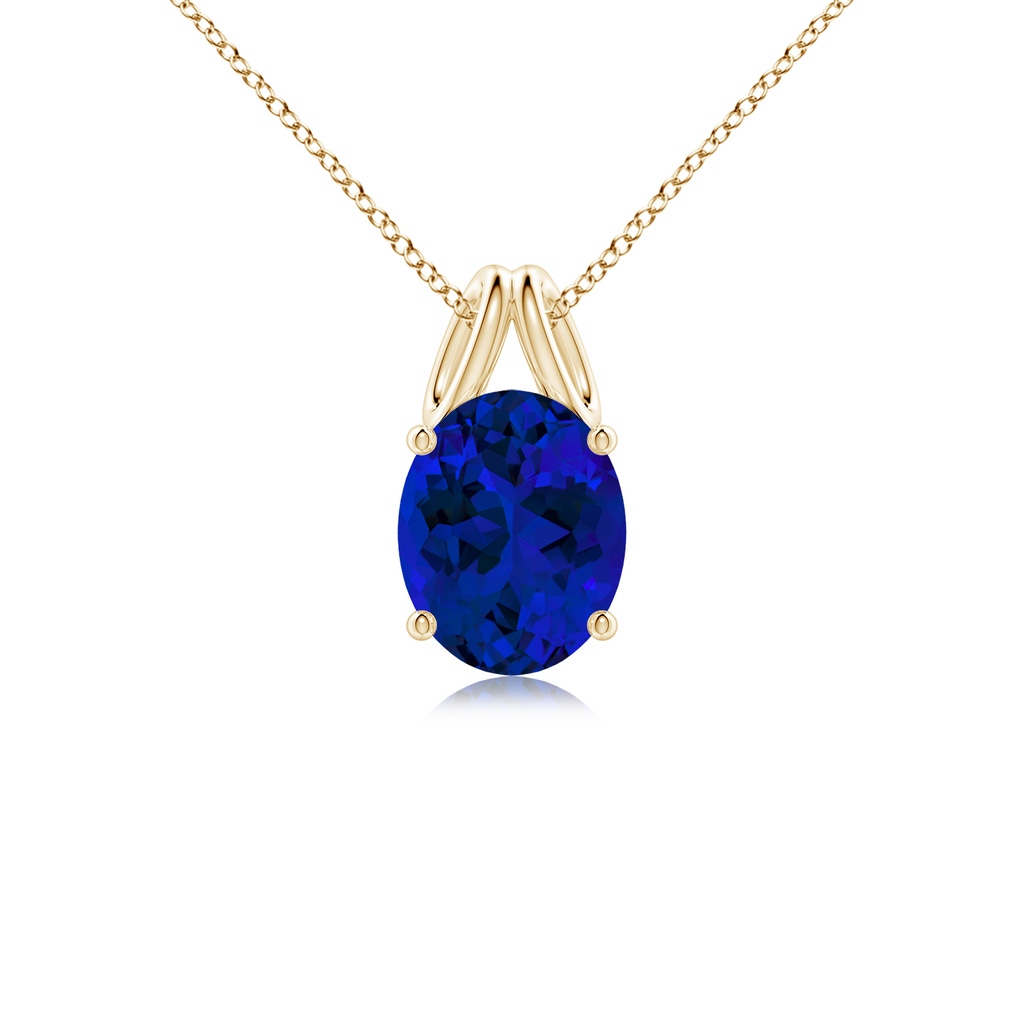 10x8mm Labgrown Lab-Grown Oval Blue Sapphire Solitaire Pendant in Yellow Gold