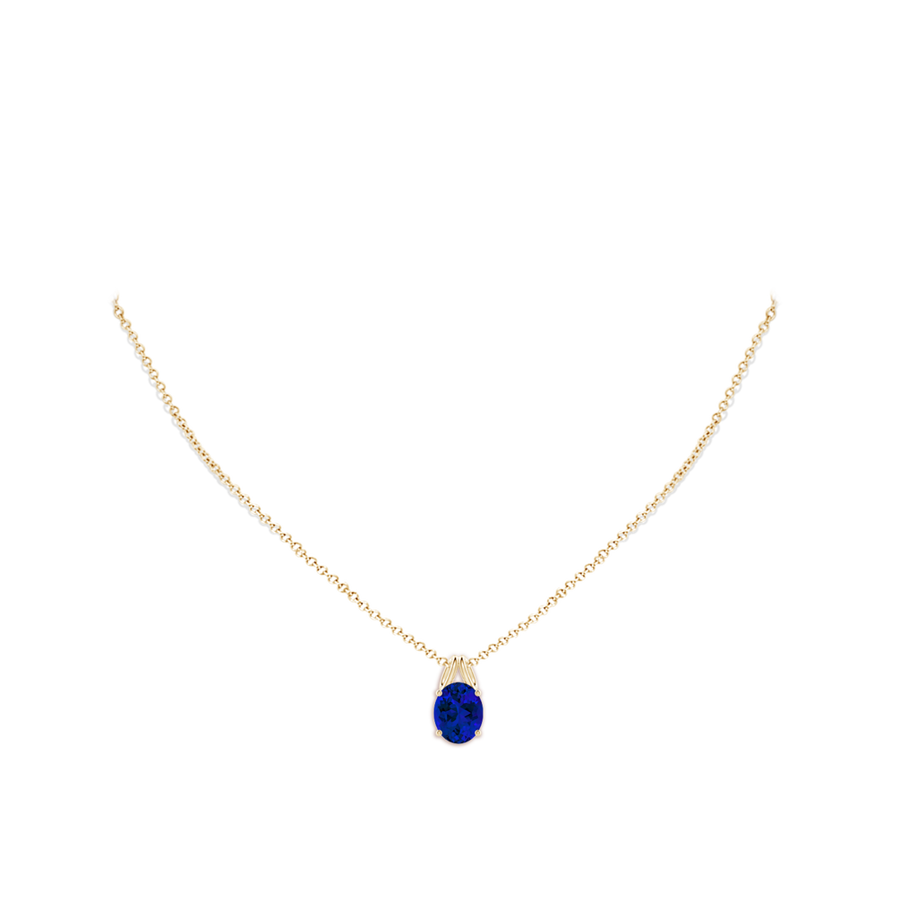 10x8mm Labgrown Lab-Grown Oval Blue Sapphire Solitaire Pendant in Yellow Gold pen