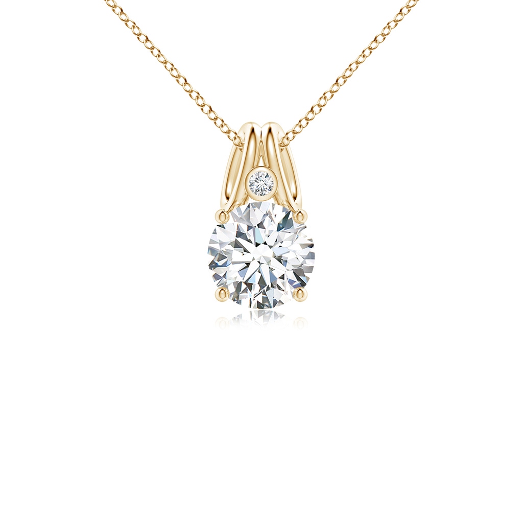 6.4mm FGVS Lab-Grown Round Diamond Pendant with Accent in Yellow Gold