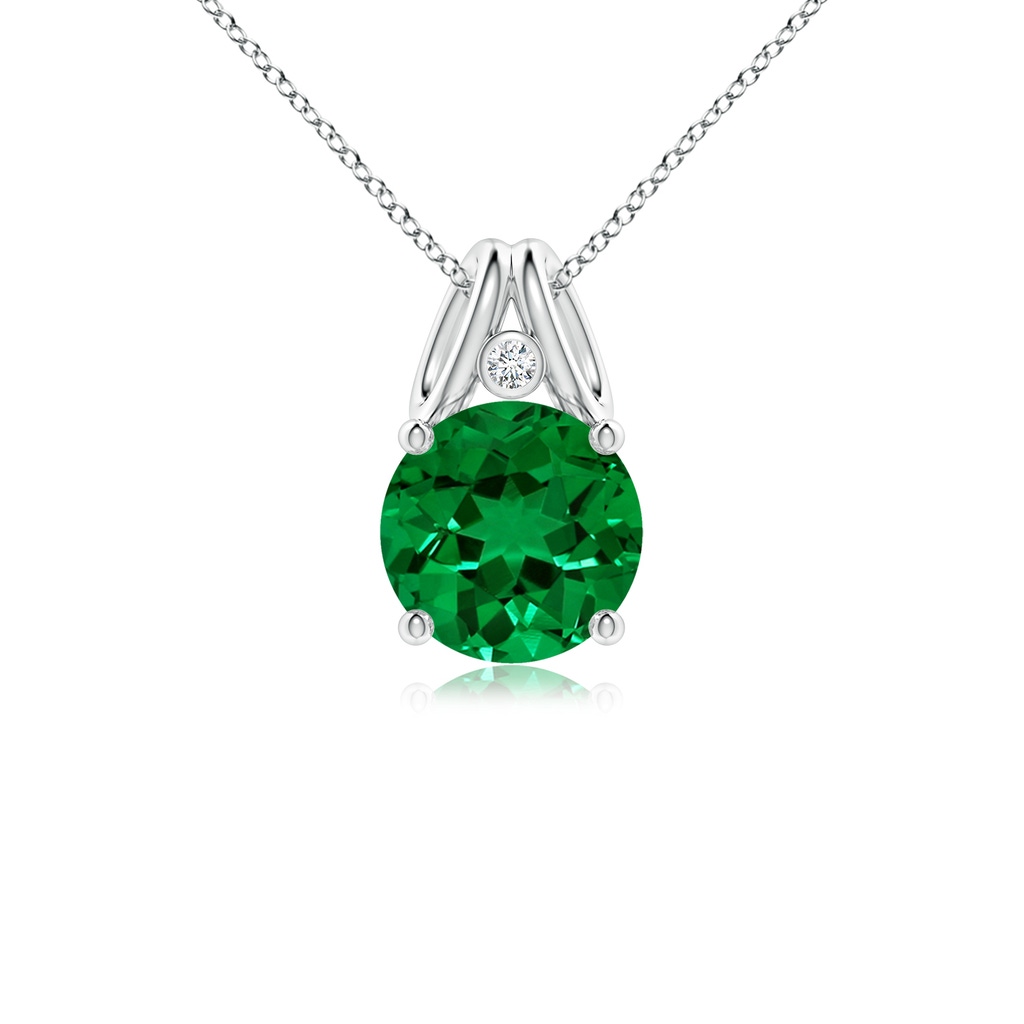 8mm Labgrown Lab-Grown Round Emerald Pendant with Lab Diamond in White Gold