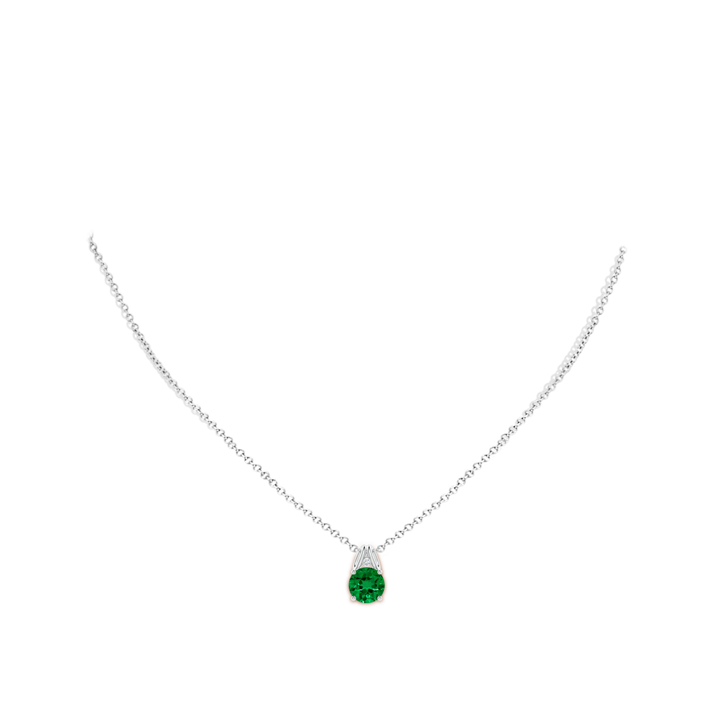 8mm Labgrown Lab-Grown Round Emerald Pendant with Lab Diamond in White Gold pen