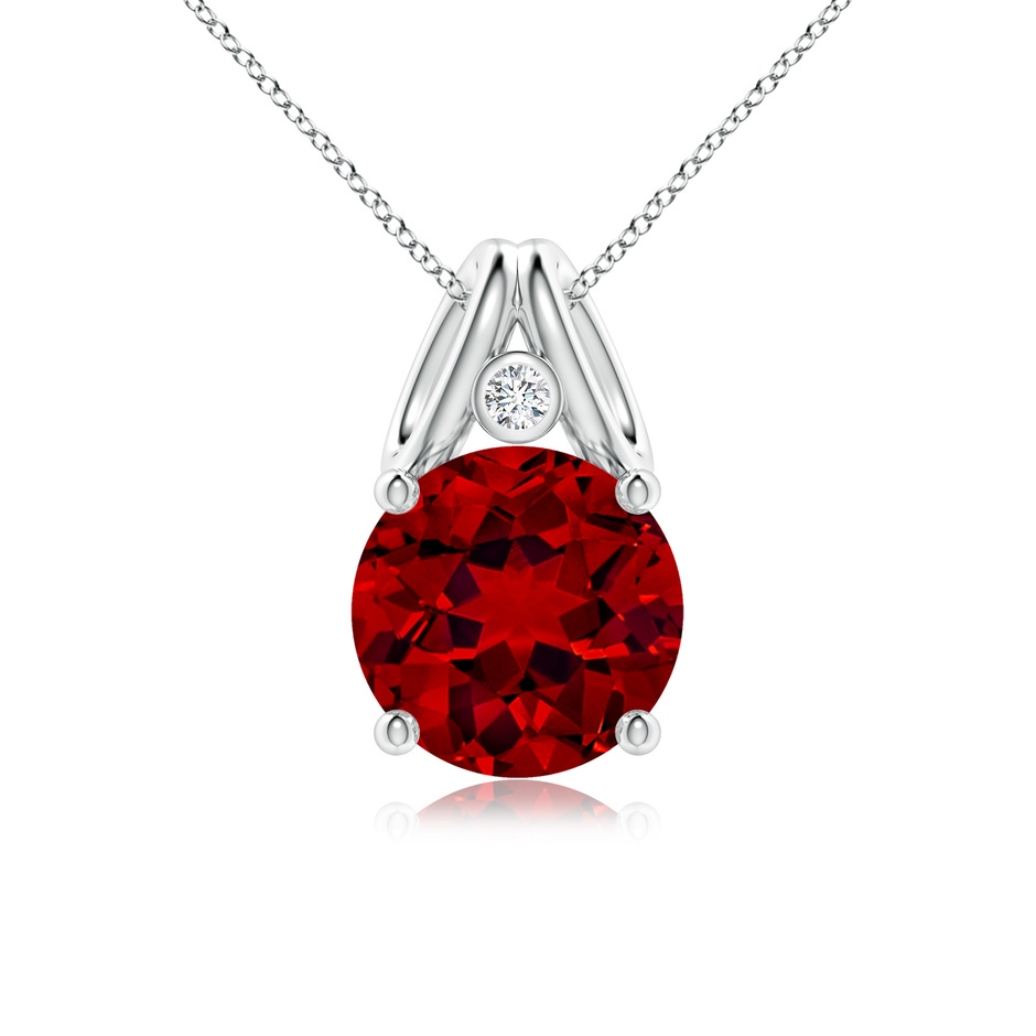 10mm Labgrown Round Lab-Grown Ruby Pendant with Diamond in P950 Platinum 