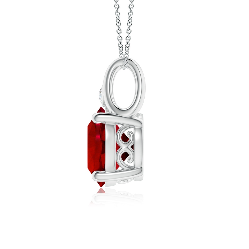 10mm Labgrown Round Lab-Grown Ruby Pendant with Diamond in P950 Platinum side 199