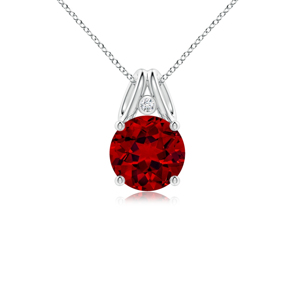 8mm Labgrown Lab-Grown Round Ruby Pendant with Lab Diamond in White Gold