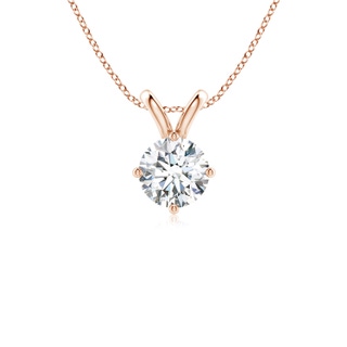 6.4mm FGVS Round Lab-Grown Diamond Solitaire V-Bale Pendant in 10K Rose Gold