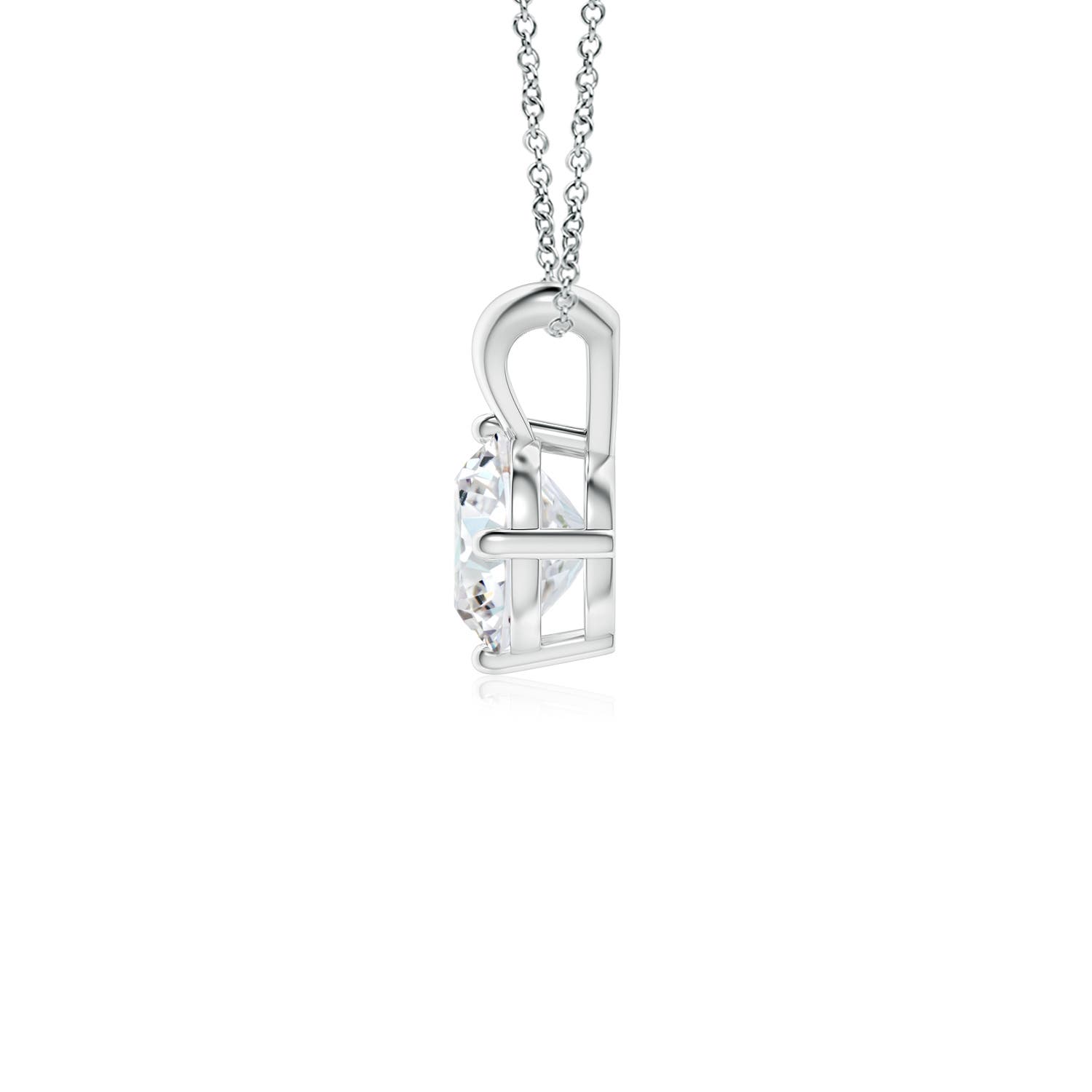 6.4mm FGVS Round Lab-Grown Diamond Solitaire V-Bale Pendant in 18K White Gold