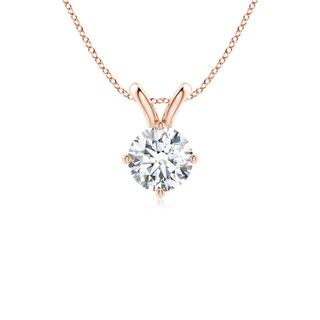 6.4mm FGVS Round Lab-Grown Diamond Solitaire V-Bale Pendant in 9K Rose Gold