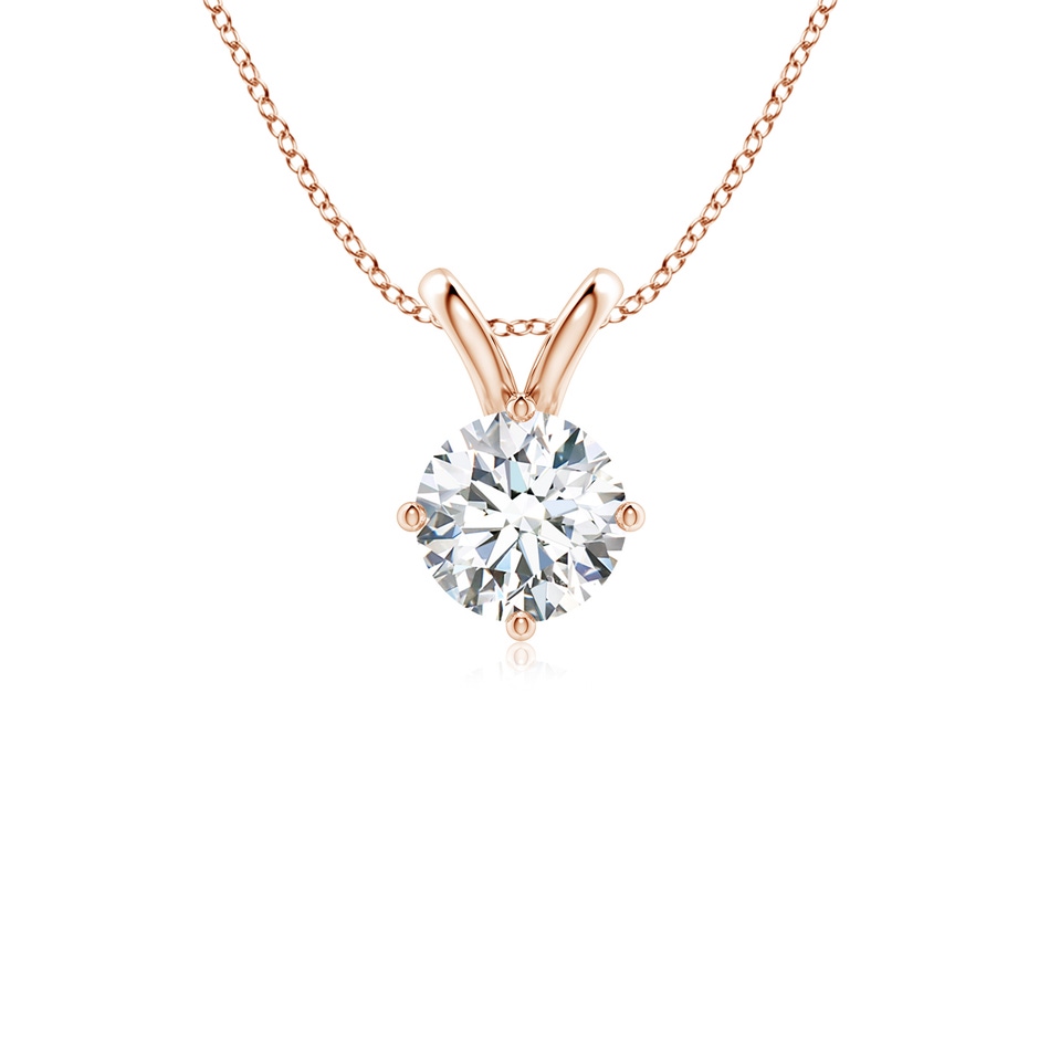 6.4mm FGVS Round Lab-Grown Diamond Solitaire V-Bale Pendant in Rose Gold 