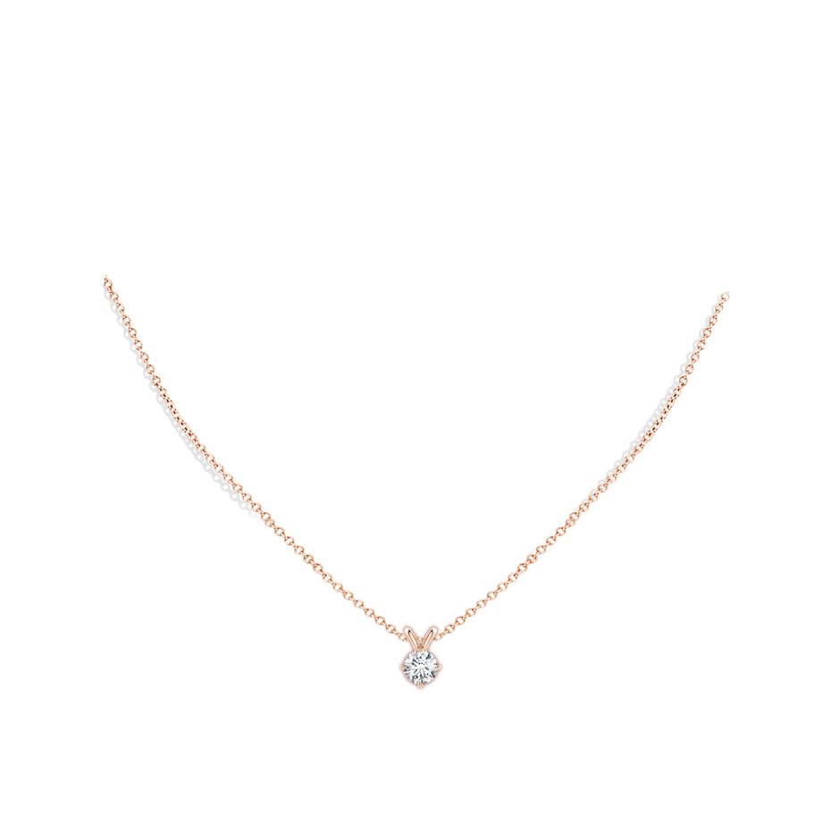 6.4mm FGVS Round Lab-Grown Diamond Solitaire V-Bale Pendant in Rose Gold pen