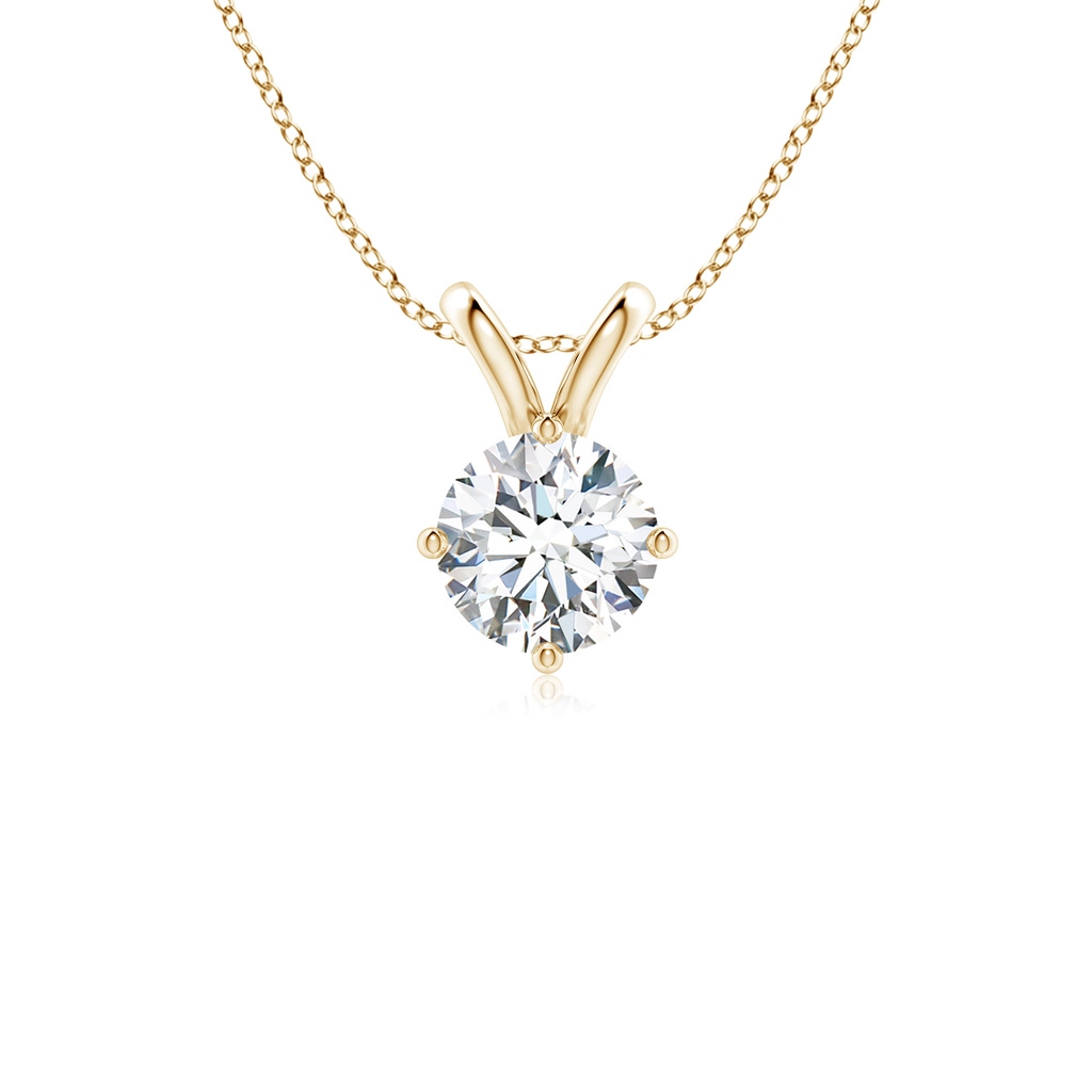 6.4mm FGVS Lab-Grown Round Diamond Solitaire V-Bale Pendant in Yellow Gold