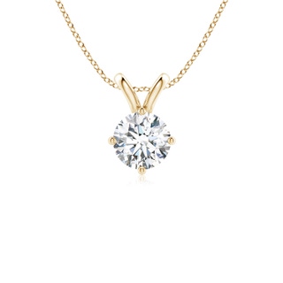 6.4mm FGVS Round Lab-Grown Diamond Solitaire V-Bale Pendant in Yellow Gold