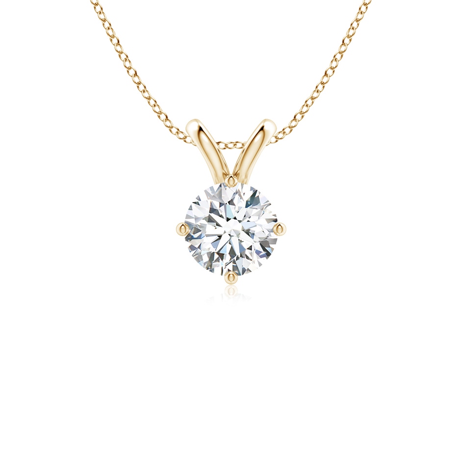 6.4mm FGVS Round Lab-Grown Diamond Solitaire V-Bale Pendant in Yellow Gold 