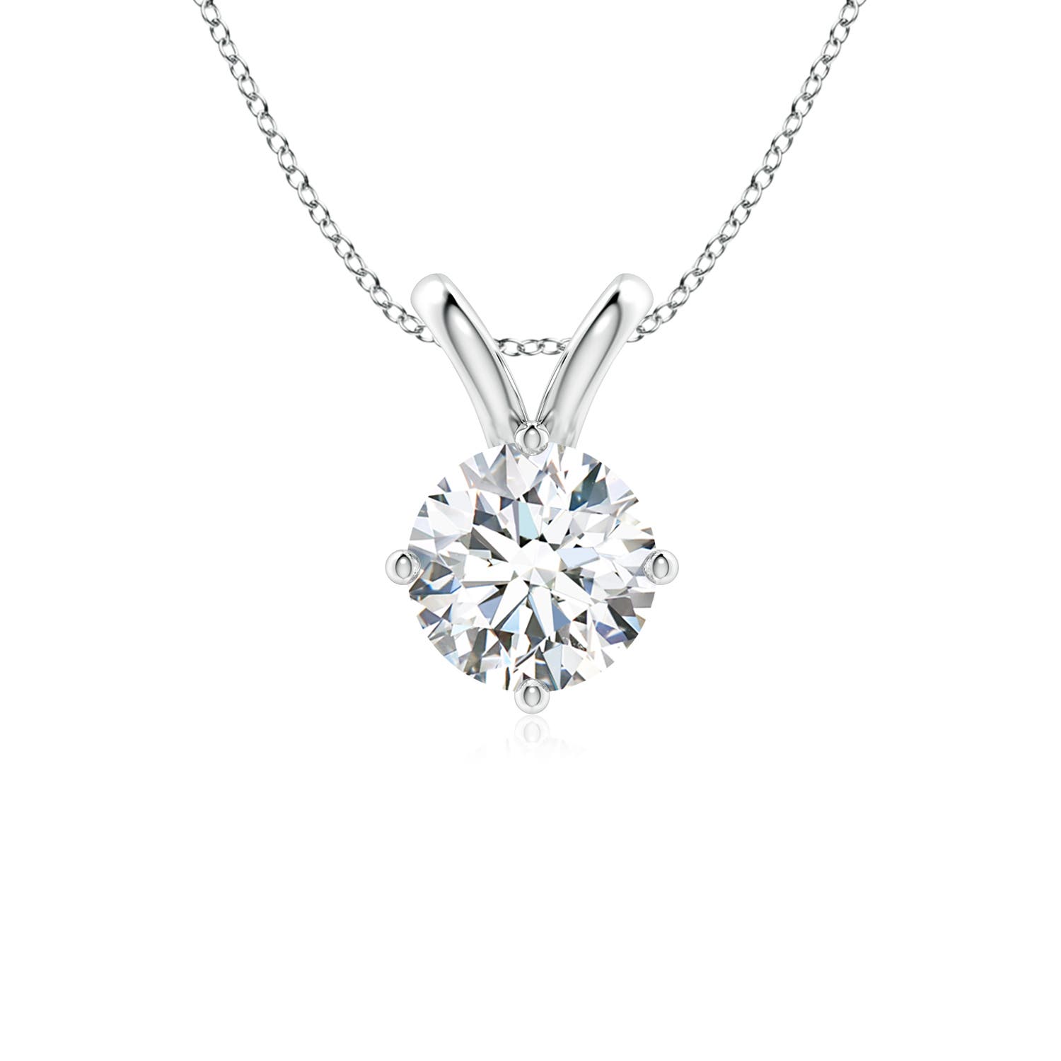 7.4mm FGVS Round Lab-Grown Diamond Solitaire V-Bale Pendant in P950 Platinum