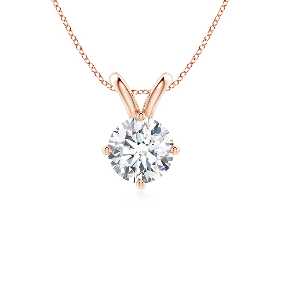 7.4mm FGVS Round Lab-Grown Diamond Solitaire V-Bale Pendant in Rose Gold 