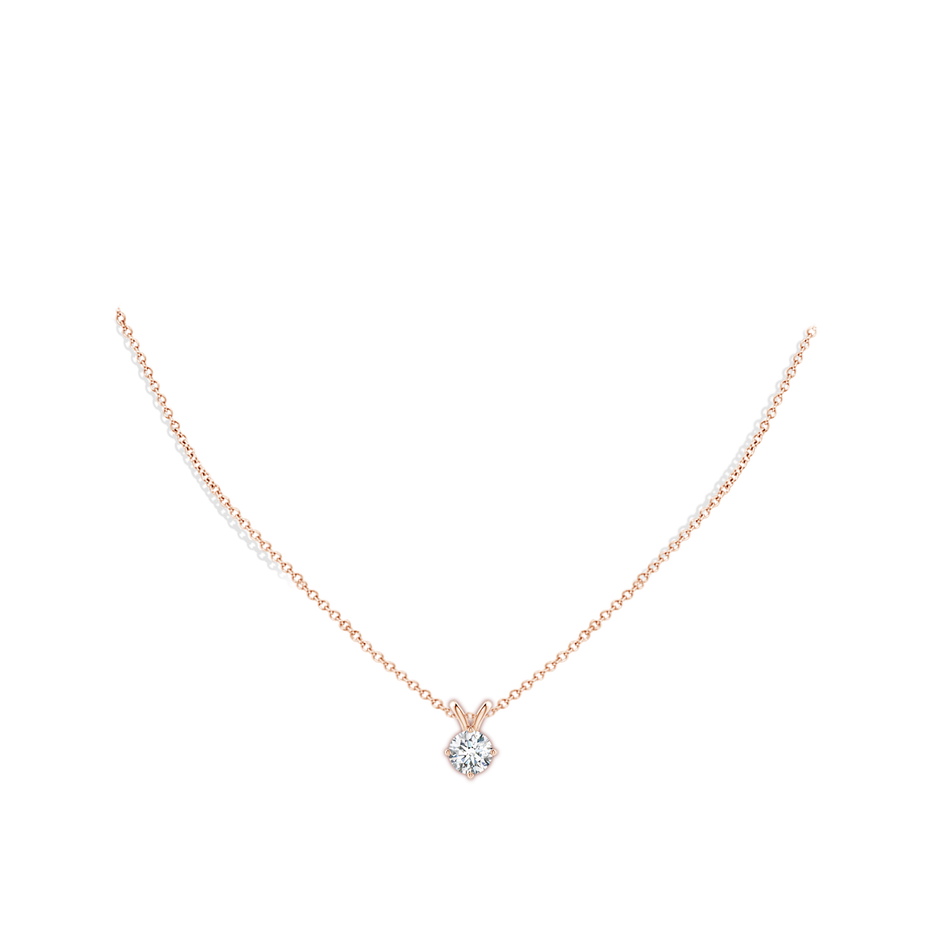 7.4mm FGVS Round Lab-Grown Diamond Solitaire V-Bale Pendant in Rose Gold pen