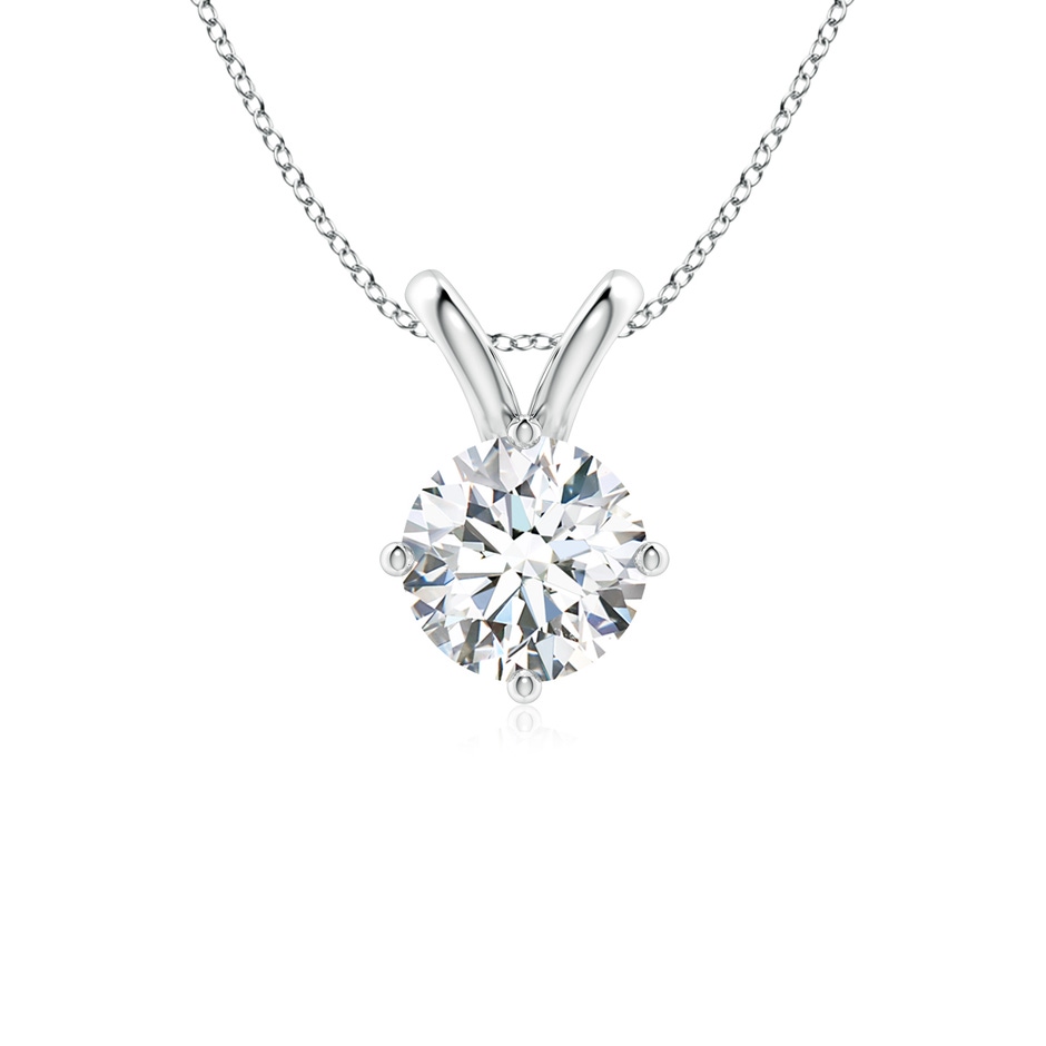 7.4mm FGVS Round Lab-Grown Diamond Solitaire V-Bale Pendant in White Gold 