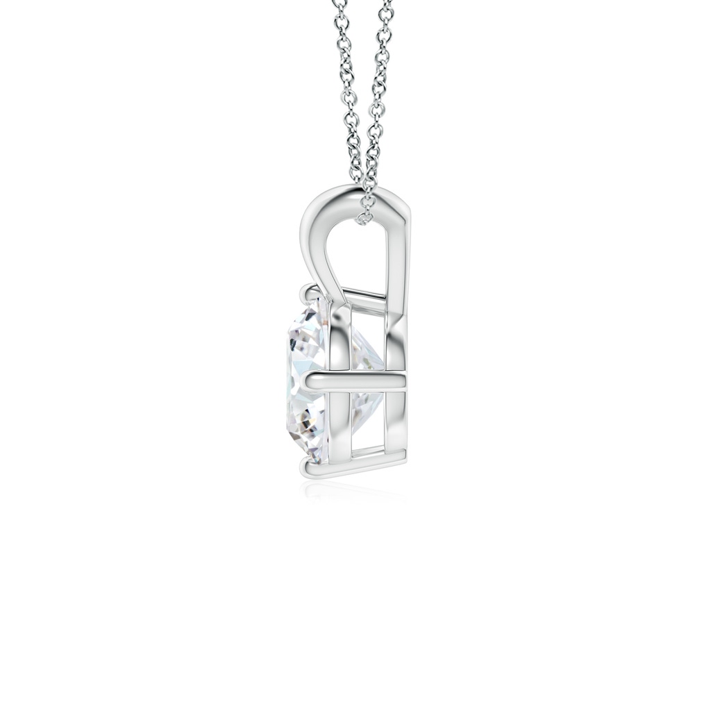 7.4mm FGVS Round Lab-Grown Diamond Solitaire V-Bale Pendant in White Gold - side 199