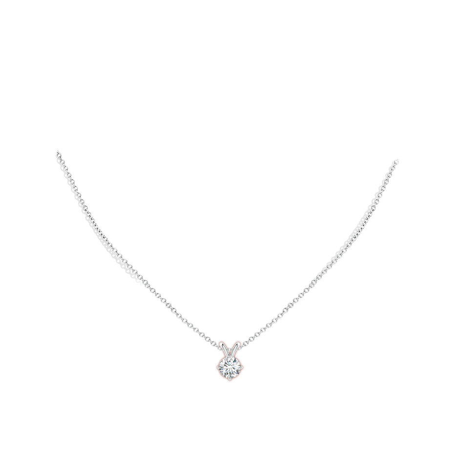 7.4mm FGVS Round Lab-Grown Diamond Solitaire V-Bale Pendant in White Gold pen