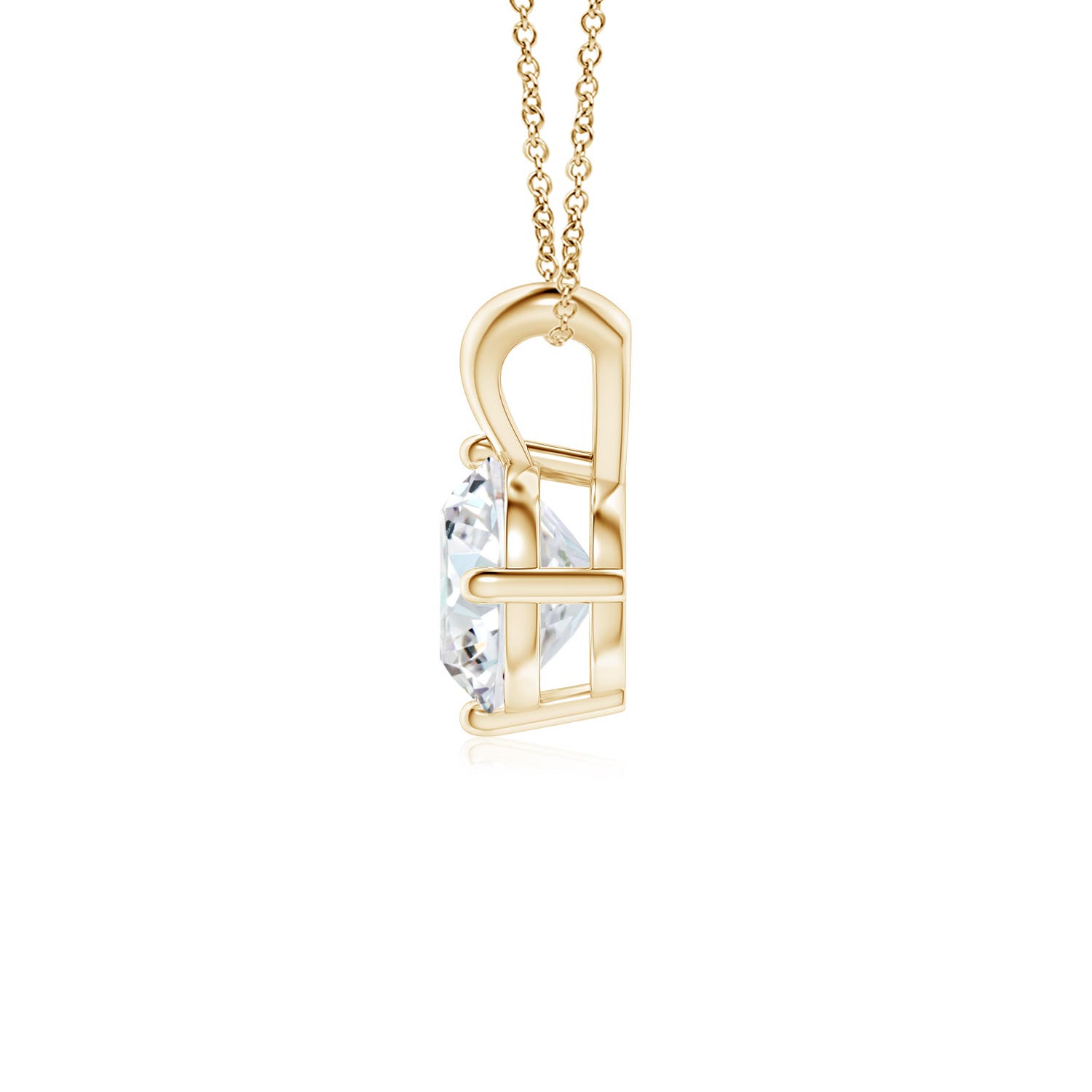 7.4mm FGVS Round Lab-Grown Diamond Solitaire V-Bale Pendant in Yellow Gold
