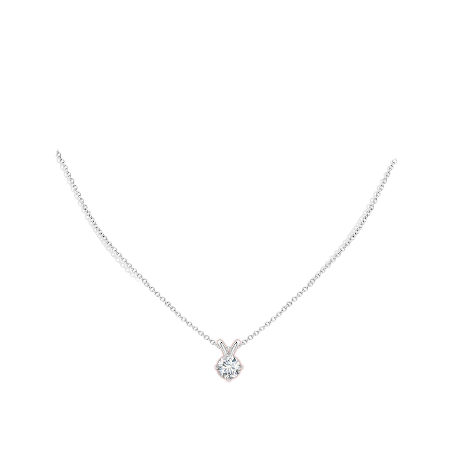 8mm FGVS Round Lab-Grown Diamond Solitaire V-Bale Pendant in 18K White Gold pen