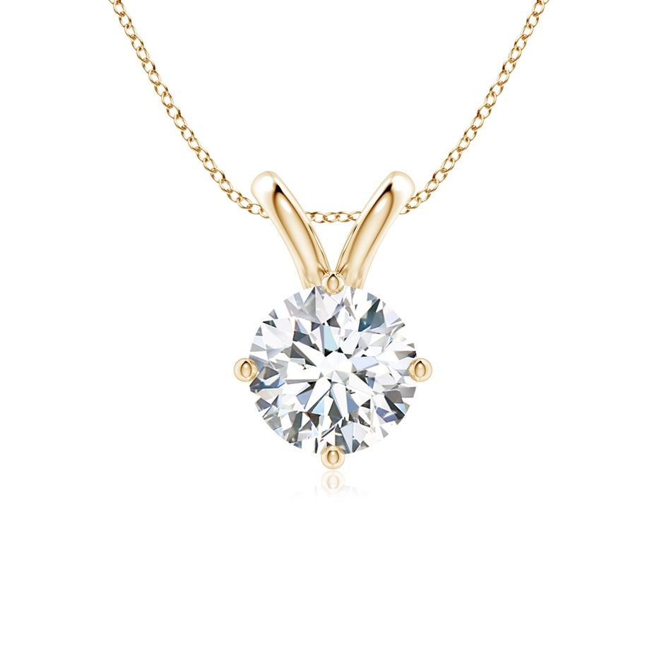 8mm FGVS Round Lab-Grown Diamond Solitaire V-Bale Pendant in 18K Yellow Gold 