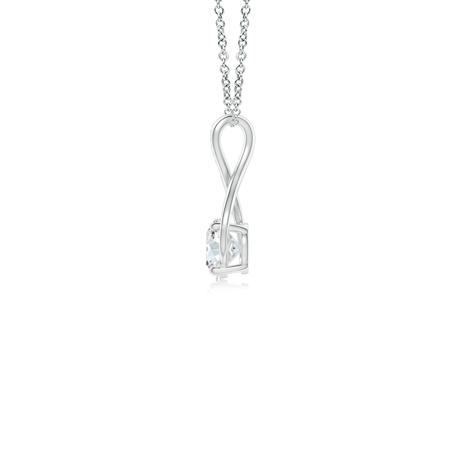 6.4mm FGVS Lab-Grown Round Diamond Infinity Twist Pendant with Accents in 18K White Gold