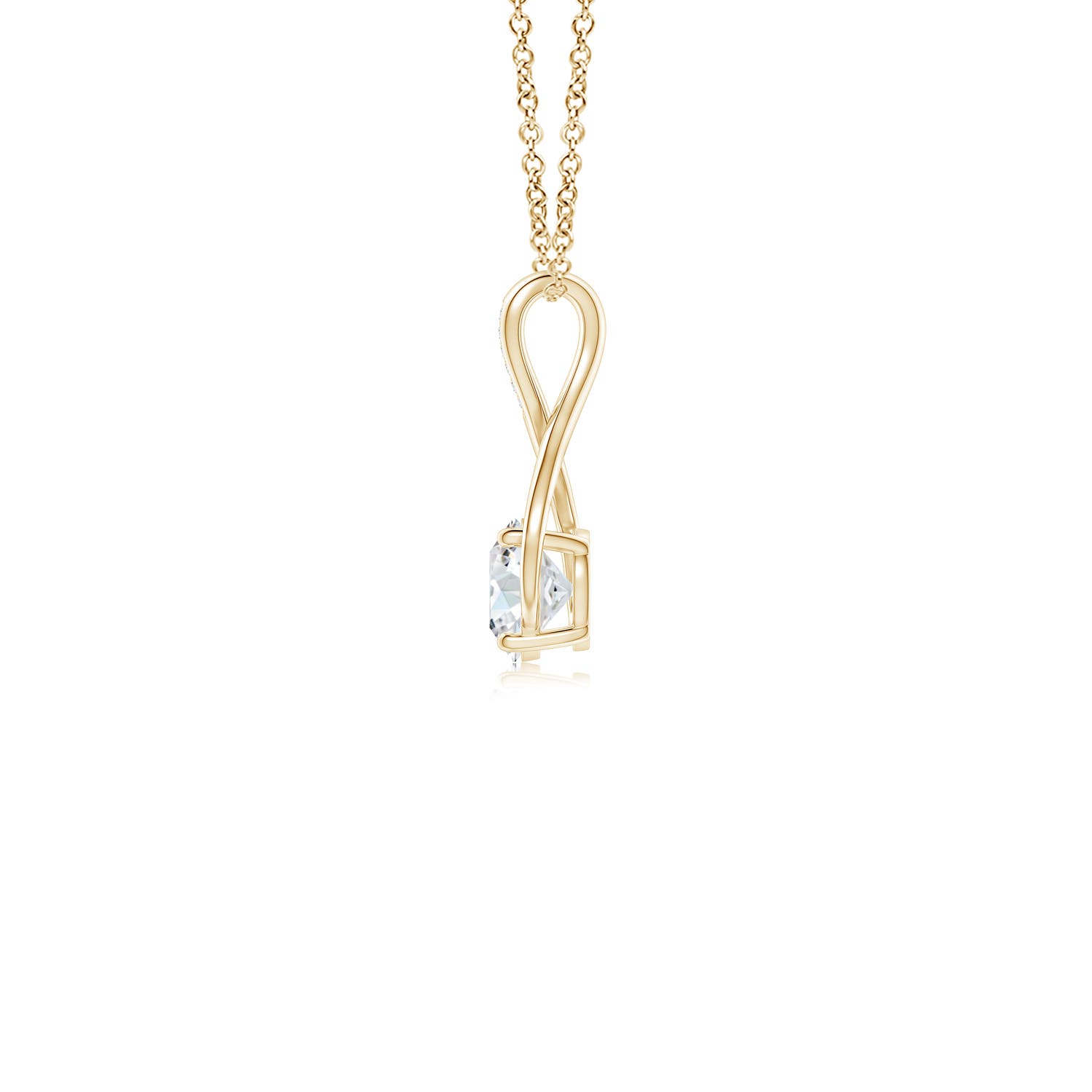 6.4mm FGVS Lab-Grown Round Diamond Infinity Twist Pendant with Accents in 18K Yellow Gold