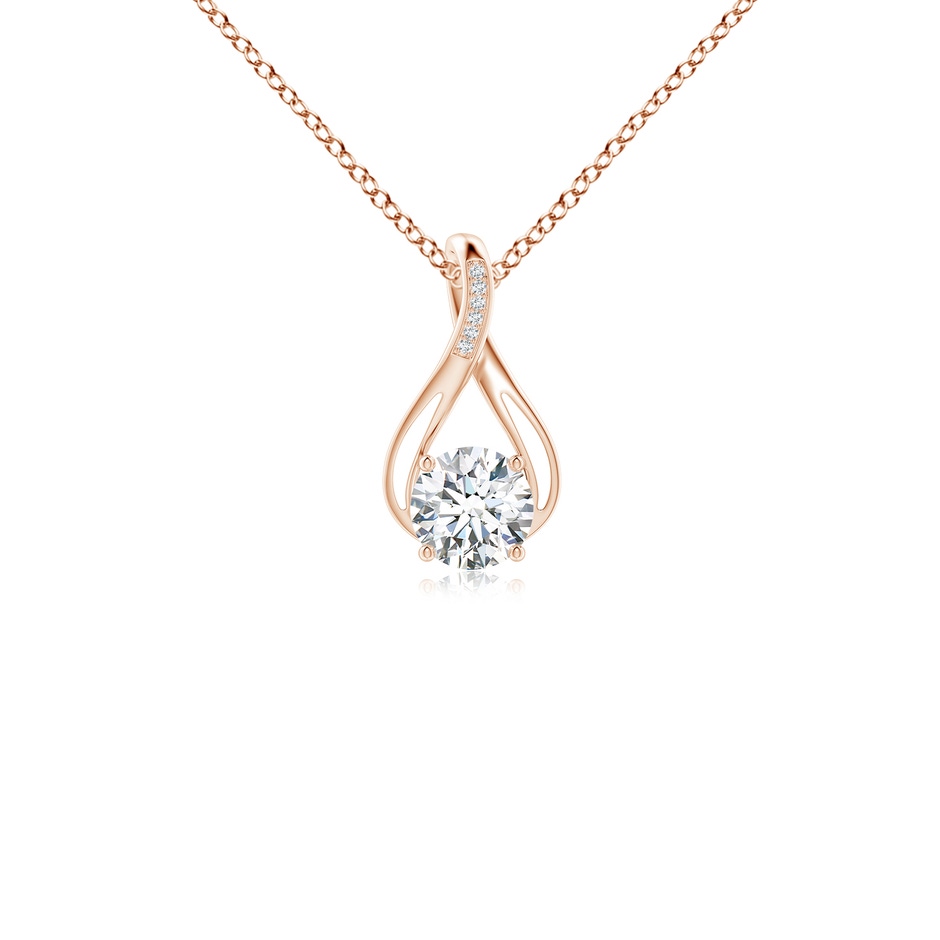 6.4mm FGVS Lab-Grown Round Diamond Infinity Twist Pendant with Accents in Rose Gold 