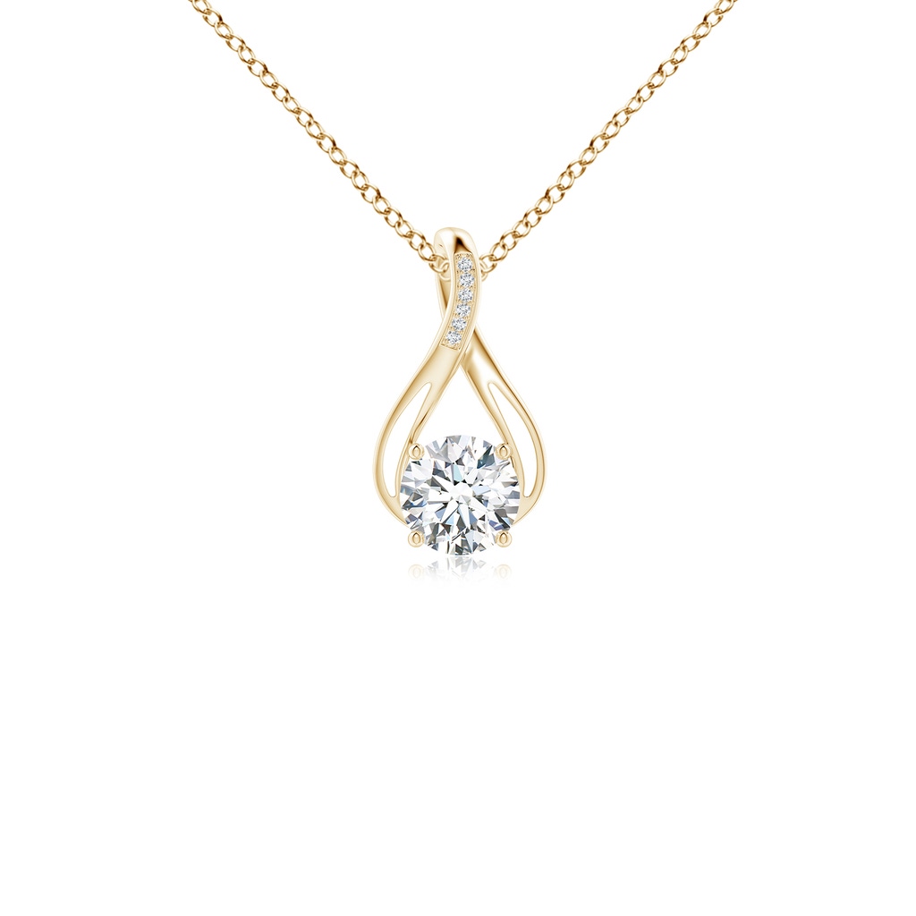 6.4mm FGVS Lab-Grown Round Diamond Infinity Twist Pendant with Accents in Yellow Gold