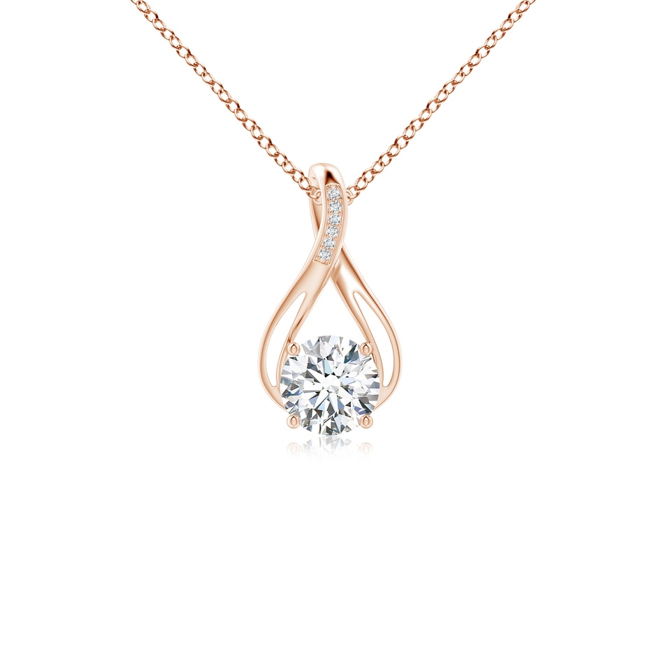 7.4mm FGVS Lab-Grown Round Diamond Infinity Twist Pendant with Accents in Rose Gold 