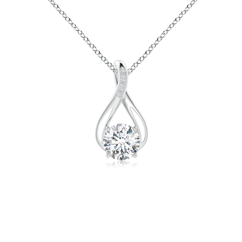 7.4mm FGVS Lab-Grown Round Diamond Infinity Twist Pendant with Accents in White Gold 