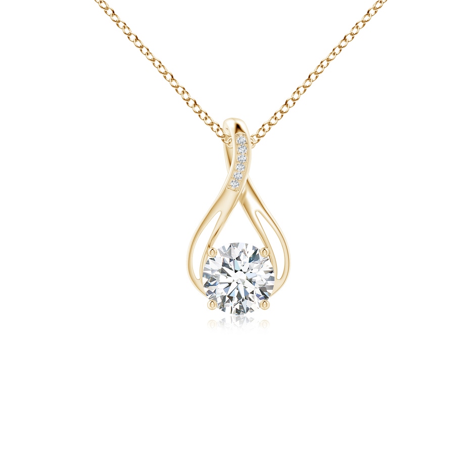7.4mm FGVS Lab-Grown Round Diamond Infinity Twist Pendant with Accents in Yellow Gold 