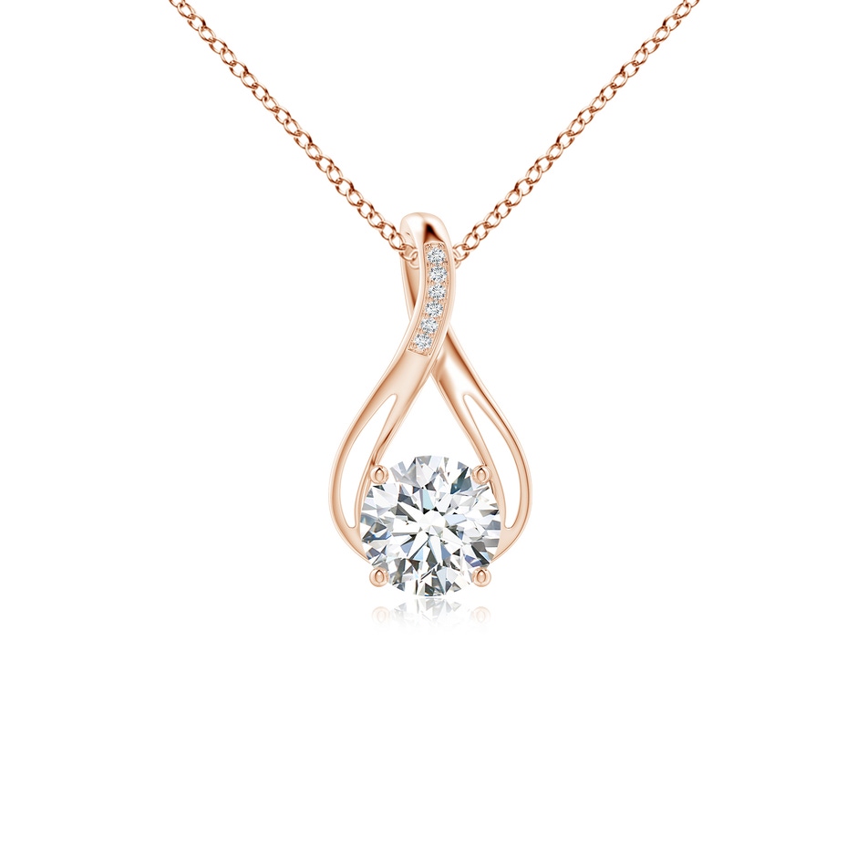 8mm FGVS Lab-Grown Round Diamond Infinity Twist Pendant with Accents in 18K Rose Gold 