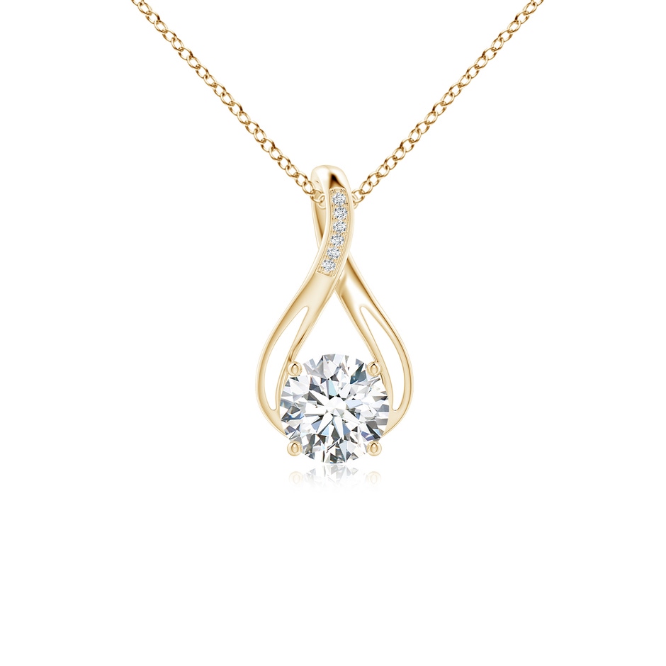 8mm FGVS Lab-Grown Round Diamond Infinity Twist Pendant with Accents in 18K Yellow Gold 