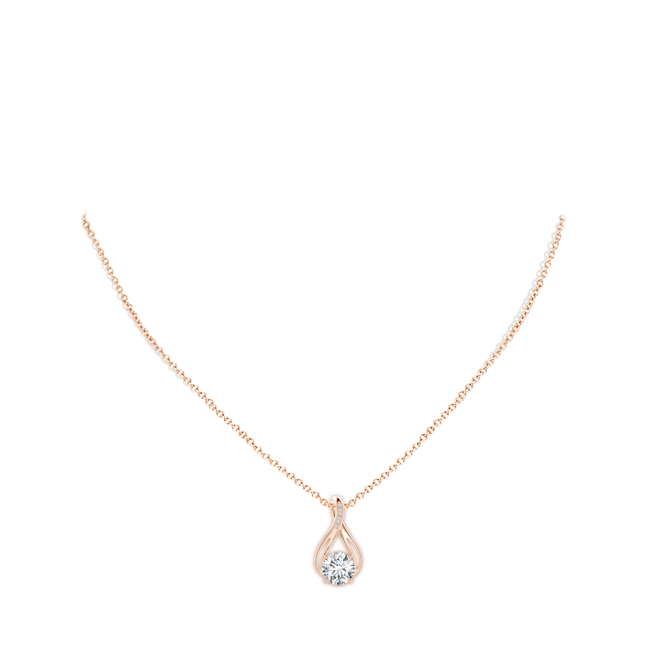 8mm FGVS Lab-Grown Round Diamond Infinity Twist Pendant with Accents in Rose Gold pen