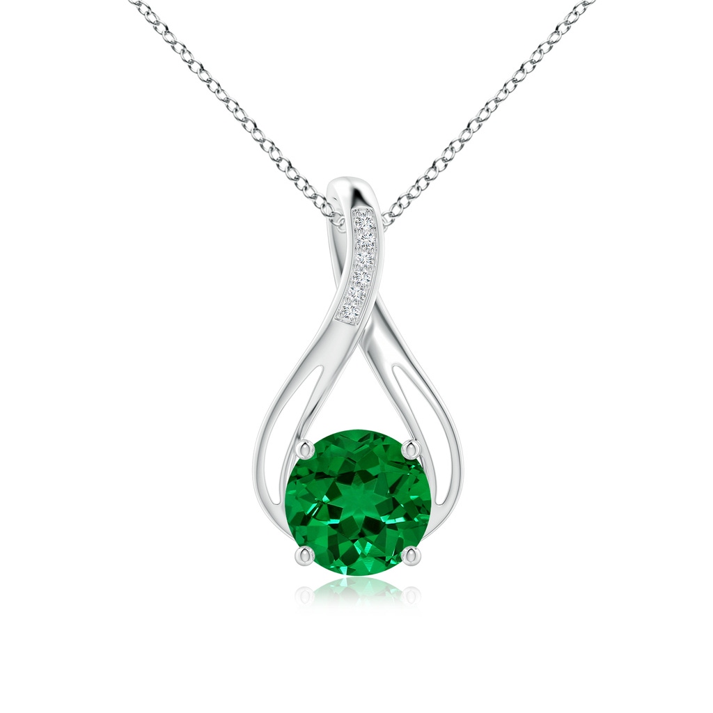 10mm Labgrown Lab-Grown Round Emerald Infinity Twist Pendant with Lab Diamonds in P950 Platinum