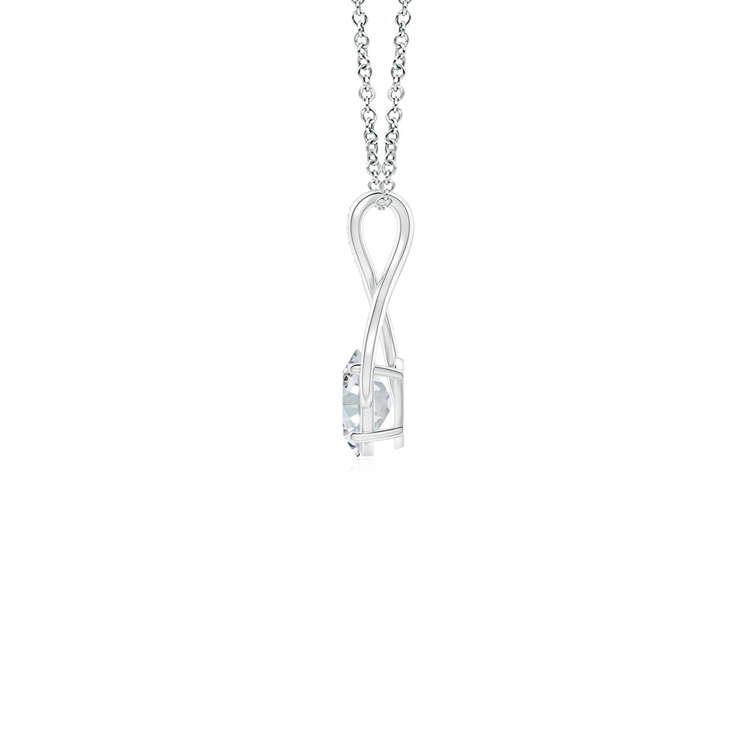 7.7x5.7mm FGVS Lab-Grown Oval Diamond Infinity Twist Pendant with Accents in 18K White Gold