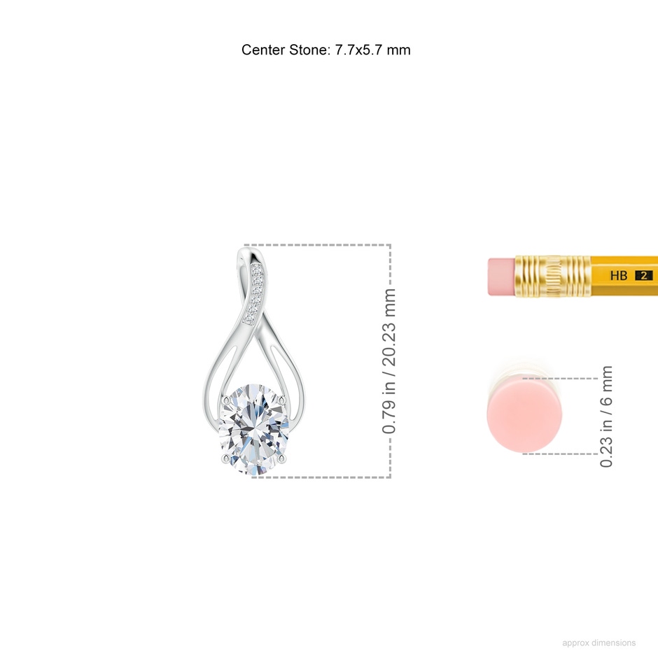 7.7x5.7mm FGVS Lab-Grown Oval Diamond Infinity Twist Pendant with Accents in P950 Platinum ruler