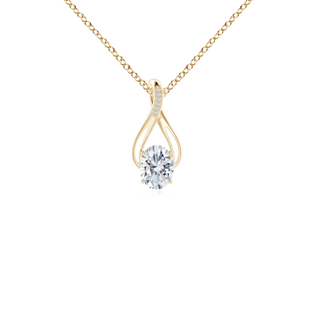 7.7x5.7mm FGVS Lab-Grown Oval Diamond Infinity Twist Pendant with Accents in Yellow Gold