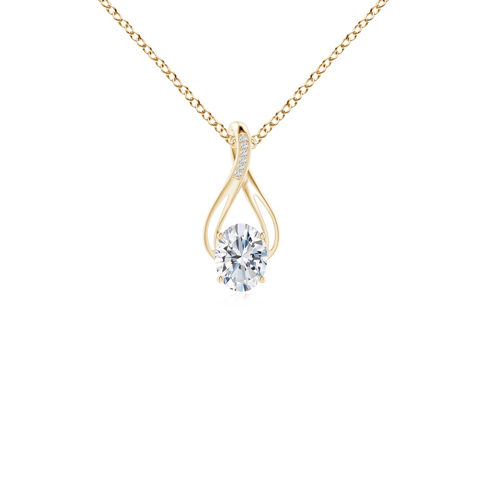 7.7x5.7mm FGVS Lab-Grown Oval Diamond Infinity Twist Pendant with Accents in Yellow Gold 