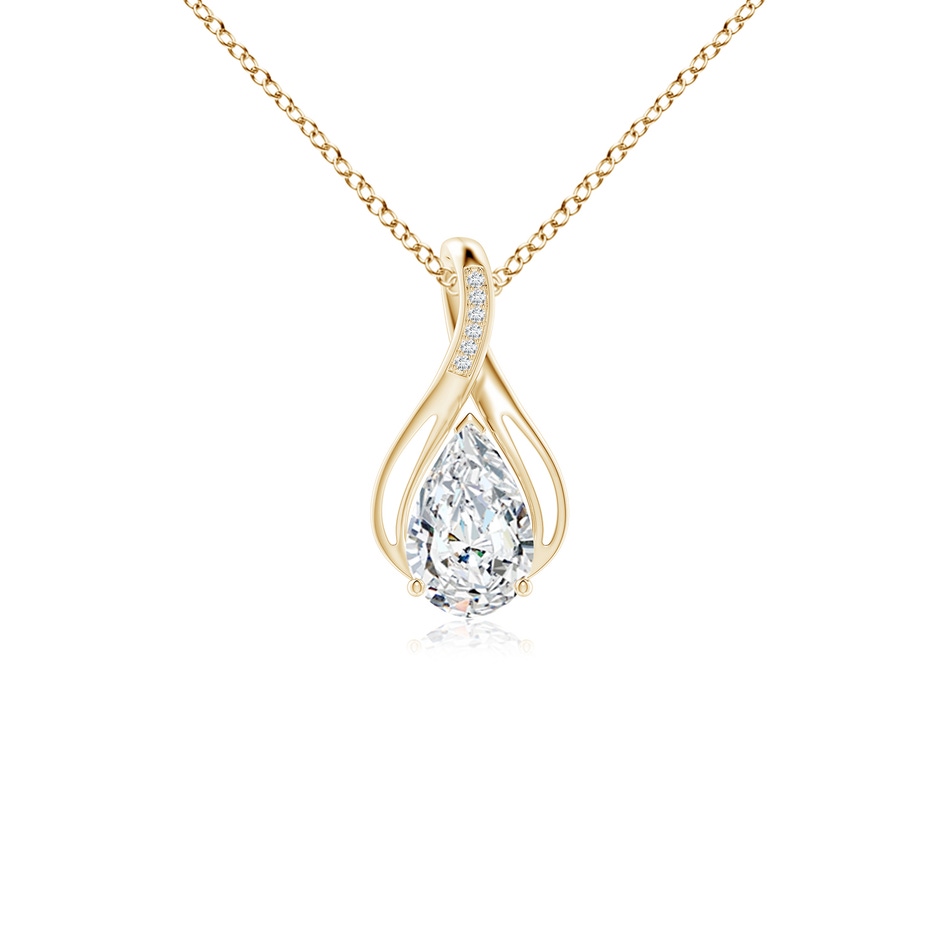 10x6.5mm FGVS Lab-Grown Pear Diamond Infinity Twist Pendant with Accents in Yellow Gold 