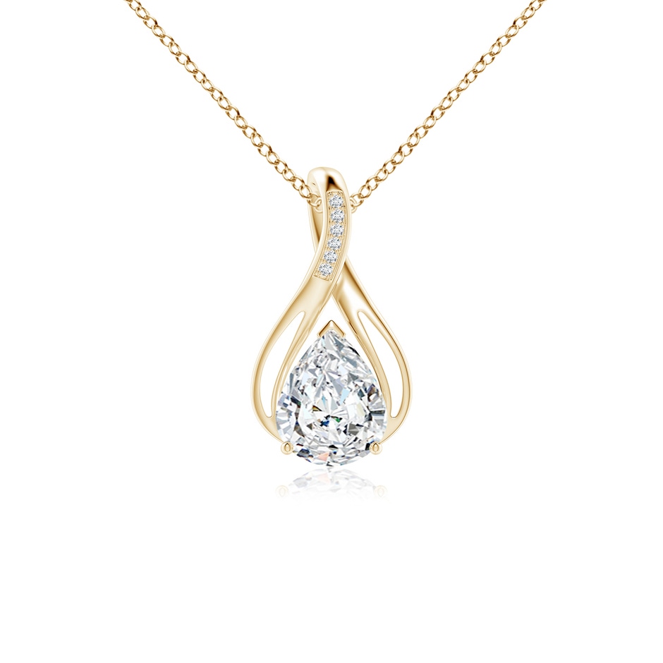 11x7mm FGVS Lab-Grown Pear Diamond Infinity Twist Pendant with Accents in 18K Yellow Gold 