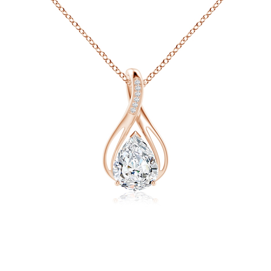 11x7mm FGVS Lab-Grown Pear Diamond Infinity Twist Pendant with Accents in Rose Gold 