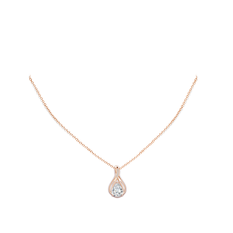 11x7mm FGVS Lab-Grown Pear Diamond Infinity Twist Pendant with Accents in Rose Gold pen